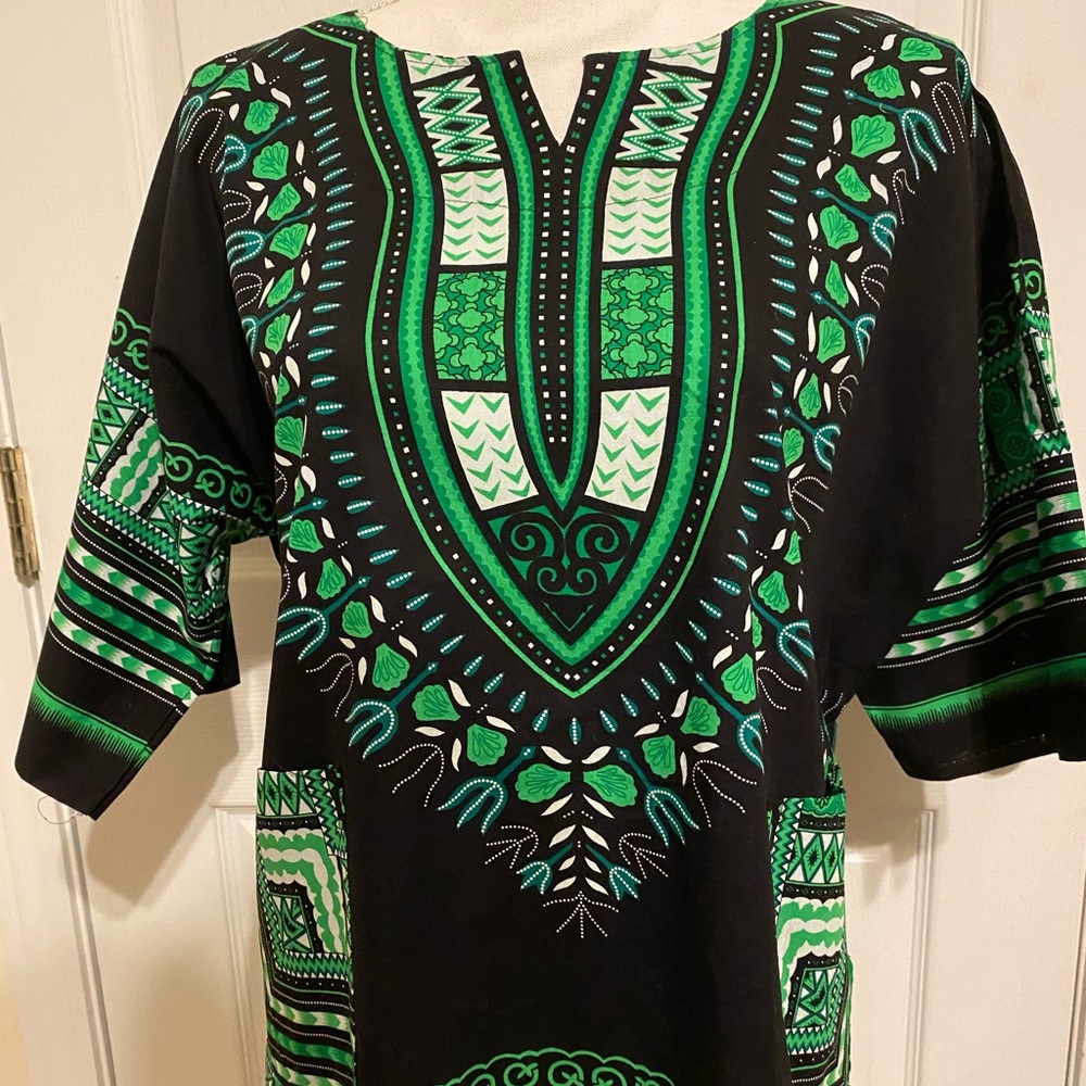 Green and black dashiki